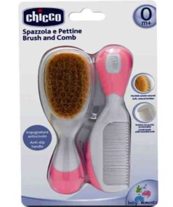 Chicco Fésű/Hajkefe természetes sörtékkel - rózsaszín hajkefe Rózsaszín