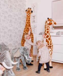 Kitömött Álló Óriás Zsiráf - 65x35x180 Cm - Barna/Sárga