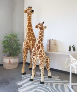 Kitömött Álló Óriás Zsiráf - 65x35x180 Cm - Barna/Sárga