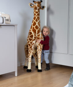 Kitömött Álló Zsiráf - 50x40x135 Cm - Barna/Sárga