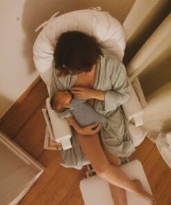 Hintaszék Lábtartóval - Fa/PU Bőr - Fehér