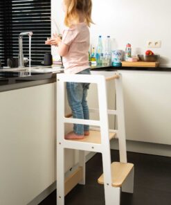 Konyhai Fellépő - Fehér/Fa
