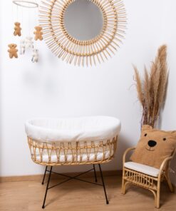 Rattan Babaöböl - 70x51x90cm + Fém Lábak + Matrac - Ekrü Huzat