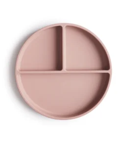 Mushie csúszásmentes lapostányér - púderrózsaszín