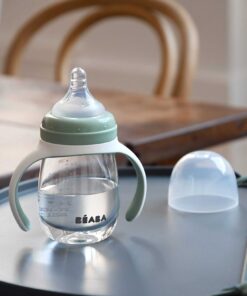 2 az 1-ben Tanuló cumisüveg 210 ml - Zsályazöld