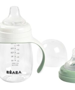 2 az 1-ben Tanuló cumisüveg 210 ml - Zsályazöld