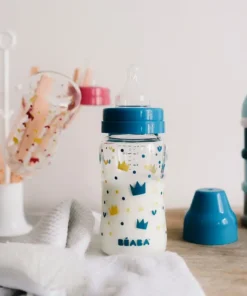 Szélesnyakú Üveg Cumisüveg 240 ml - Sárga - Kék koronák