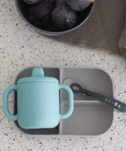 Szilikon tanuló készlet + pohár - Kék