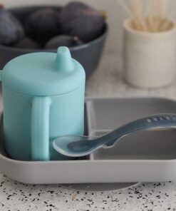 Szilikon tanuló készlet + pohár - Kék