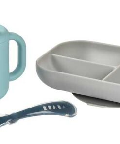 Szilikon tanuló készlet + pohár - Kék