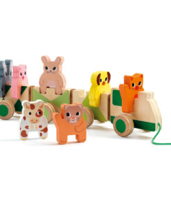 Húzható- és építőjáték - Tanyasi vonat, 4 vagon + 7 állat - Trainimo Farm