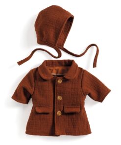 Játékbaba ruha - Ősz, barna kabát sapkával - Fall