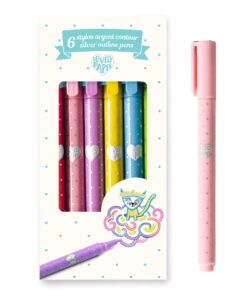 Kontúrtoll készlet - Ezüst, 6 db-os - 6 silver outline pens