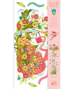 Magasságmérő falmatrica - Az ifjú hölgy kertje - Young girl in the garden