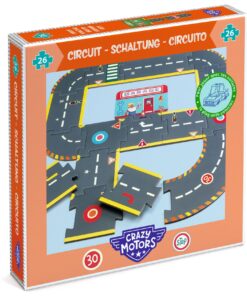 CRAZY MOTORS autópálya - Városi kőrút - City circuit - Giant puzzle - 26 pcs