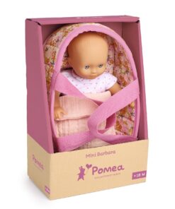 Játékbaba Mini, 20 cm - Barbara mózeskosárral