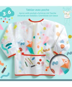 Kötény zsebbel - Matrica és ceruza mintás - Apron with pocket - Stickers and pencils